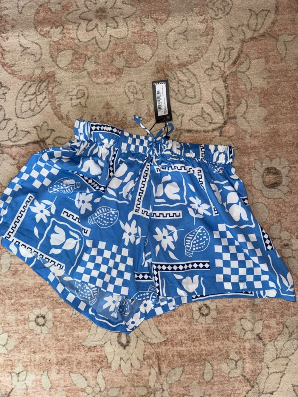 Blue and White Floral Shorts
